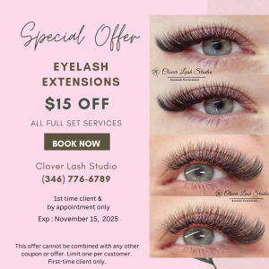 Eyelash Extension Sugar Land Clover Lash Discount November 2025